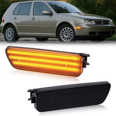 Imagem de Gempro Luzes de LED laterais âmbar para para-choque dianteiro, lâmpadas marcadoras compatíveis com VW MK4 Golf GTI R32 Jetta 1999-2005, lentes fumê