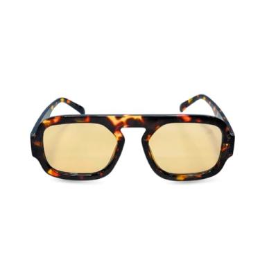 Imagem de ?culos de Sol Prote??o UV Unissex Quadrado, Moderno, Tendencia, Vopoo- Solar (Tartaruga lente amarela)