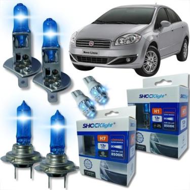 Imagem de Kit lâmpada shocklight super branca farol alto baixo e lanterna h1 h7 