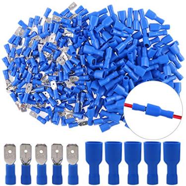 Imagem de Conjunto de 100 peças de conectores para crimpagem de arame Hilitchi, calibre 16-14, totalmente isolado macho fêmea Spade Quick Splice Wire Terminals