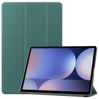 Imagem de Compatível com Samsung Galaxy Tab S10 Plus Case 12,4" 2024 SM-X820 Case Tri-Fold Smart Tablet Case, Capa protetora leve Hard PC Back Shell Slim Case Multi-View Angles, Auto Wake Sleep(Dark green)