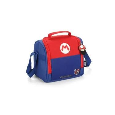 Imagem de Lancheira Escolar Térmica Super Mario Bros Vermelha Original, Vermelho