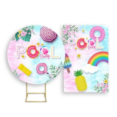 Imagem de Painel De Festa Redondo 1,50x1,50 + Painel Vertical 1,50x2,20 - Pool P