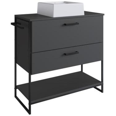 Imagem de Gabinete E Cuba Banheiro Industrial 80 CM PT Gav 1028X94101 Grafite Br