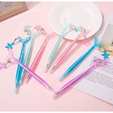 Imagem de LuFOX 12 canetas de gel cauda de sereia para crianças, mulheres, colegas de trabalho, anfitriã e namorada, ótimos materiais de festa e material escolar, tinta preta (0,5 mm)