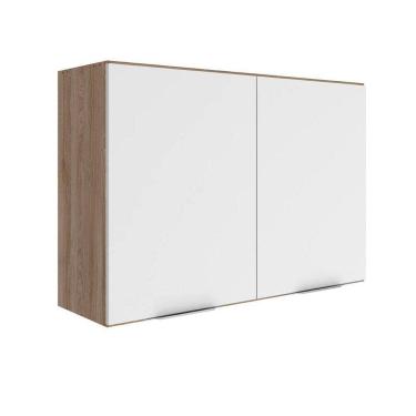 Imagem de Armário Aéreo 2 Portas 80cm Poliman Móveis Carvalho/Branco