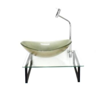 Imagem de Kit Cuba Vidro Oval 10Mm Champanhe Tampo 40Cm Incolor - Cubas E Gabine