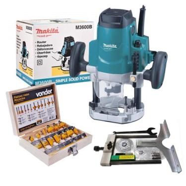 Imagem de Tupia Coluna Makita Mt M3600B 1650W 12Mm + Acessórios 220V, Elétrica, 