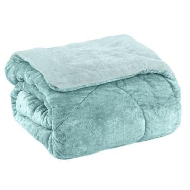 Imagem de Edredom queen plush bicolor - azul 144809/125206 - First Class, Queen,