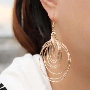 Imagem de Brinco Argola Grande Maxi Festa Dourado Femininos Delicado - anjo da m