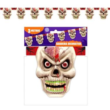 Imagem de Bandeirinhas Halloween Dia das Bruxas Enfeite de Pendurar Caveira Terr