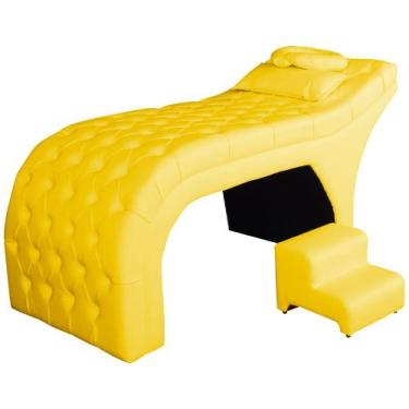 Imagem de Kit Maca e Escada Para Massagem e Estética Corano Amarelo - LM DECOR