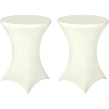 Imagem de JOLOV Toalha de mesa quadrada elástica de elastano com cantos quadrados 81 x 109 cm, toalha de mesa redonda para bar, casamento, coquetel, banquete (2, branco, 82 x 43 polegadas)