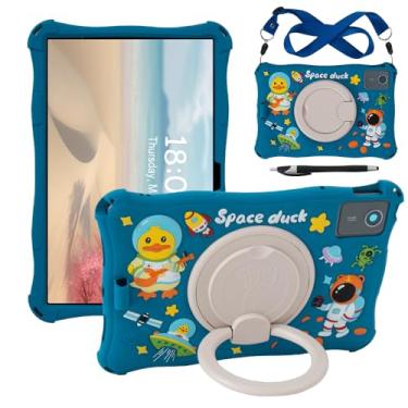 Imagem de Kwamaz Capa para tablet Lenovo Tab M11 de 11 polegadas 2024 (TB330FU), capa de silicone macio com alça giratória 360 para tablet Lenovo M11, com alça, azul nórdico