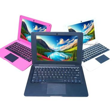Imagem de Laptop Mini Quad Core de 10 polegadas alimentado por Android 12 Netbook 64 GB pequeno computador com webcam WiFi, Bluetooth, mouse carregador incluído, adequado para crianças e estudantes, 4 opções de