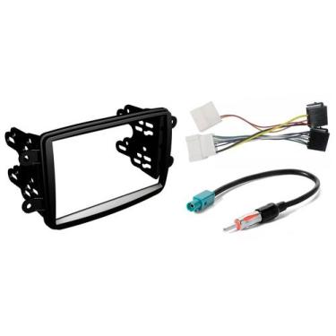 Imagem de Moldura Painel 2 Din Com Chicote Ligação E Adaptador Antena Renault Kw