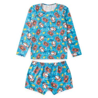 Imagem de Conjunto Praia Infantil Menino Hawaii Manga Longa Proteção UV 50+ Tuba