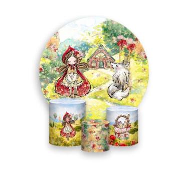 Imagem de Painel De Festa Redondo 1,50x1,50 + Trio De Capas Cilindro - Chapéuzin