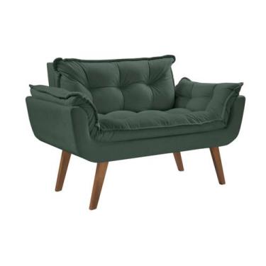 Imagem de Poltrona Namoradeira Opalla 2 Lugares Pé Palito D Salla Suede, Verde