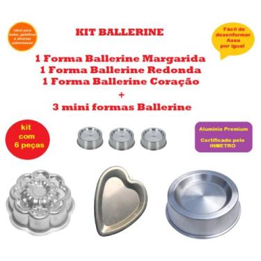 Imagem de Kit 5 Forma Com Ballerine Margarida Ballerine Coração Redonda e 3 Mini