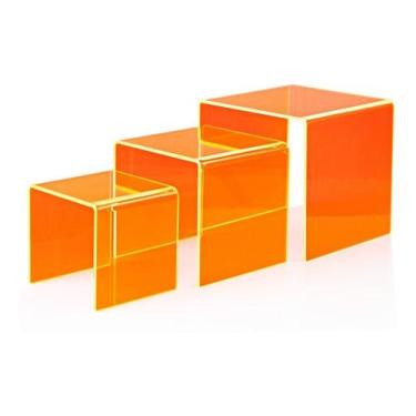 Imagem de Prateleira Para Vitrine Cubo Nicho Acrilico Colorido 3 Pecas - Idealle