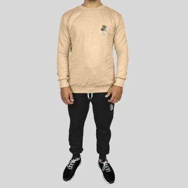 Imagem de Conjunto Calça e Blusa Moletom Careca Sem Capuz Algodão Mão Dollar - M