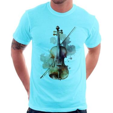 Imagem de Camiseta Violino - Foca na Moda, Azul claro, G