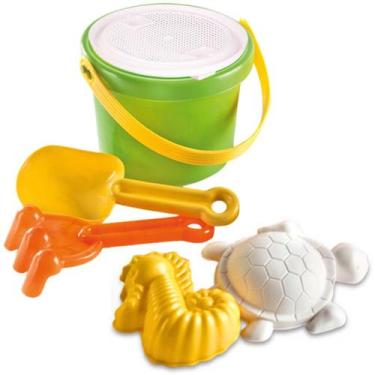 Imagem de Baldinho De Praia Infantil Com Pazinha Garfo Peneira E 2 Forminhas - P