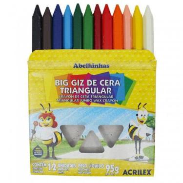 Imagem de Giz de Cera Big Triangular 12 Un. 95Gr - ACRILEX