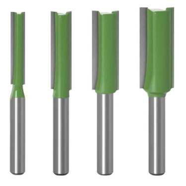 Imagem de Kit 4 Fresas Retas 6 A 12Mm Haste 6Mm Para Tupia Metal Duro - Dremax