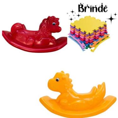Imagem de Brinquedo Gangorra Unicórnio e Dino - Playground Completo para Criança