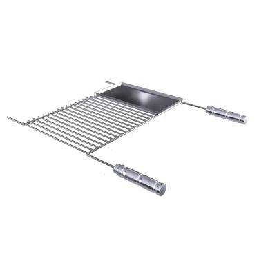 Imagem de Grelha para Churrasco em Aço Inox com Chapa Auxiliar 70x58 cm