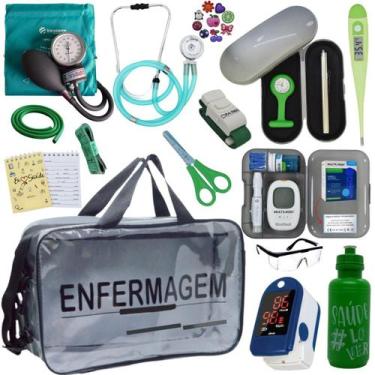 Imagem de Kit Enfermagem Academico Aparelho Pressao Bolsa Estetoscópio Top  - PR