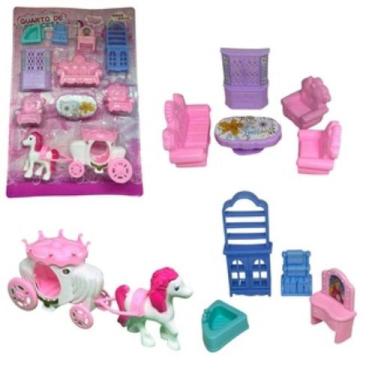 Imagem de Conjunto Mini Quarto Mágico de Princesa com Carruagem para casinha de 