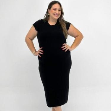 Imagem de Vestido Formitz Midi Canelado Plus Size Manga Curta Feminino-Feminino