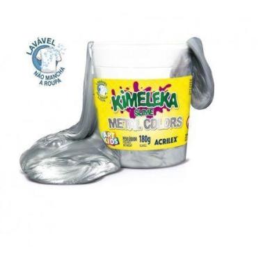 Imagem de Slime Prata Metal Colors 180g Kimeleka Acrilex