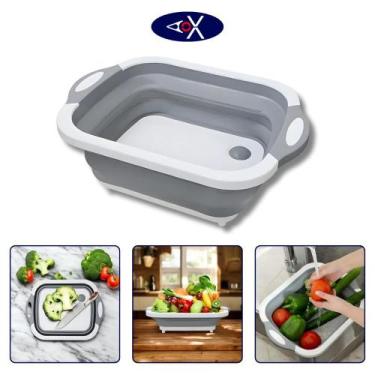 Imagem de Bacia de Silicone Retrátil Dobrável Multiuso Escorredor Tábua de Corte