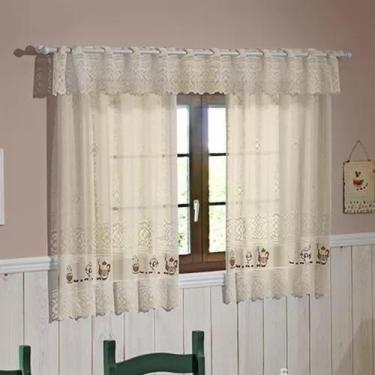 Imagem de Cortina De Renda Para Cozinha Valencia 2m X 1,20m  Interlar Com Bando 