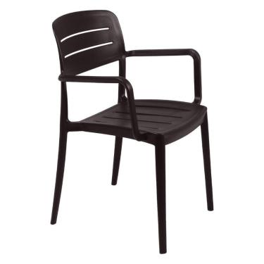 Imagem de Cadeira Tramontina Amélia Com Braços Marrom Empilhável Em Polipropileno Com Proteção Antimicrobiana