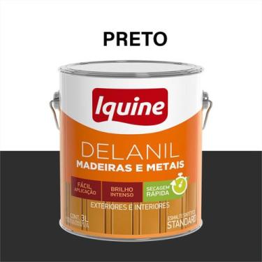 Imagem de Tinta Esmalte Madeira e Metais Ultra Resistivo 3L - Iquine, Preto Bril