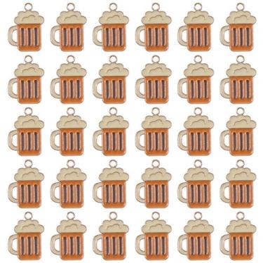 Imagem de Uniquer 30 peças de pingentes de pingente de copo de cerveja esmaltado, pingente de liga de liga metálica, pingente de pingente, chaveiro para decoração de joias faça você mesmo, colar, pulseira,