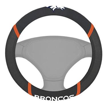 Imagem de NFL Denver Broncos Capa para volante bordada, preta, diâmetro universal de 38 cm