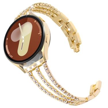 Imagem de Surace Compatível com Galaxy Watch 7/6/5/4 de 40 mm e 44 mm, pulseira feminina com strass e diamante brilhante para Samsung Watch 7/FE/6/5/4, ouro