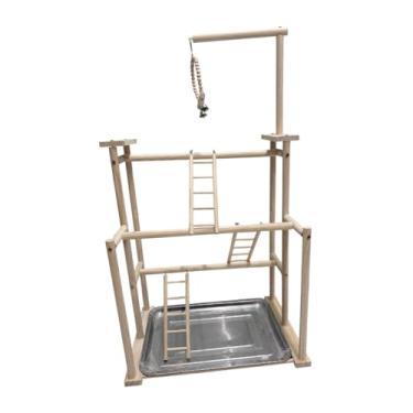Imagem de ＡＷＨＡＯ Parrot Bird Playground Carrinho madeira poleiro Playstand Ginásio pássaro para periquito, 17.7x12.2x31.5inch