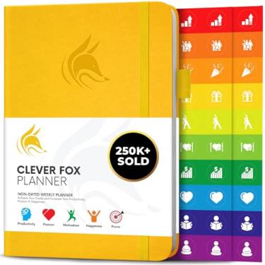 Imagem de Clever Fox Agenda – Agenda semanal e mensal sem data para produtividade, gerenciamento de tempo e objetivos – Diário organizador – A5 (amarelo âmbar)