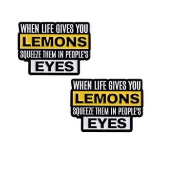 Imagem de EnigmaGlow When Life Gives You Lemons Squeeze Them In People'S EYES Broche para mulheres, homens, roupas, bolsas, jaquetas, chapéu, acessório, decoração, 2 peças, 3cm, Metal, Sem pedras preciosas