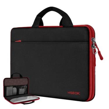 Imagem de Hseok Capa para laptop de 13,3 a 14 polegadas, bolsa resistente à água e à prova de choque com forro de veludo macio, compatível com MacBook Pro de 14 polegadas, Mac Air/Pro de 13,3 polegadas, XPS