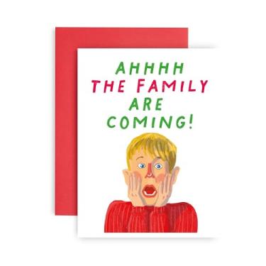 Imagem de Huxters Cartão de Natal engraçado para ela homens Mum, Friend – Ah The Family are coming – Gift card – Brother - Dad 17 by 12 cm