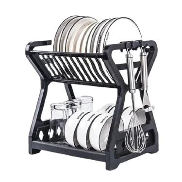Imagem de Escorredor de Louças 13 Pratos Secador Louça escorredor de Cozinha seca Copos Desmontável (Preto)