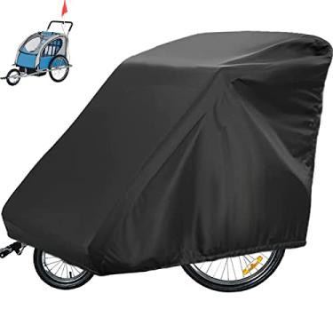 Imagem de Sqodok Bicycle Trailer Cover, Waterproof Bike Trailer Storage Cover 420D Oxford Material with PU Coating, Kid's Pet Bike Trailer Cover Anti-UV, Windproof, Dustproof, 55x 33x 39 inch